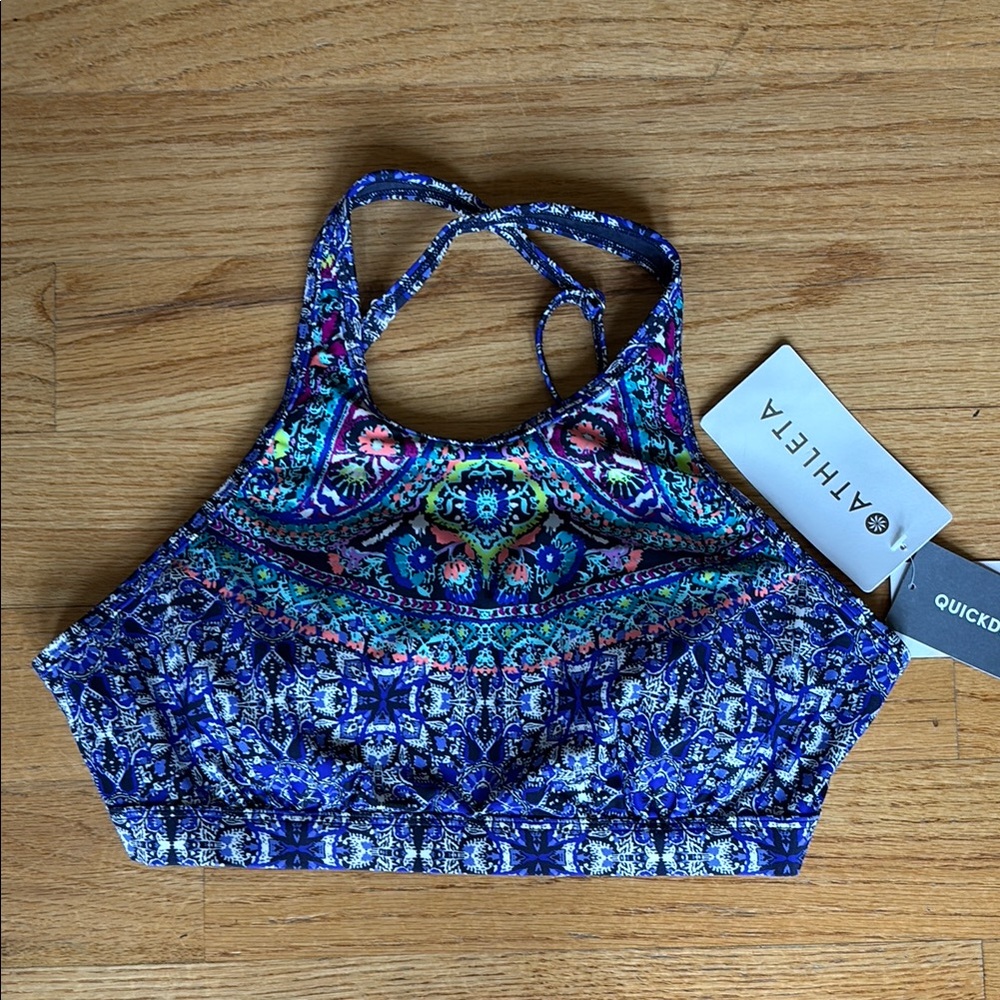 Athleta Blue Geometric Baja Bra Cup Bikini 36B/C NWT